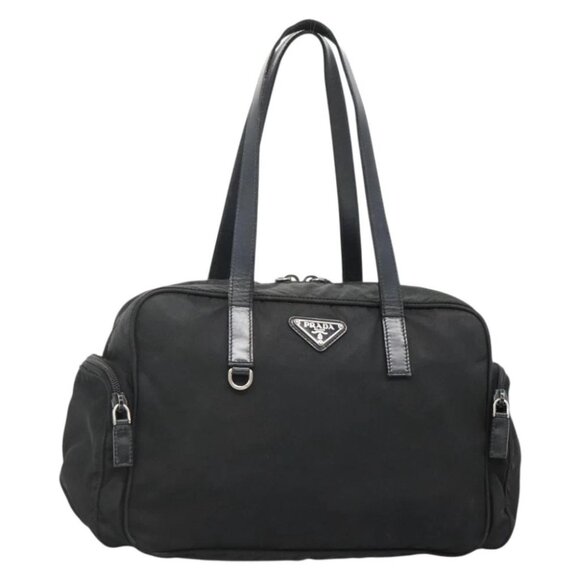 PRADA Shoulder Bag Nylon Black Silver Auth 135983 - Picture 1 of 15
